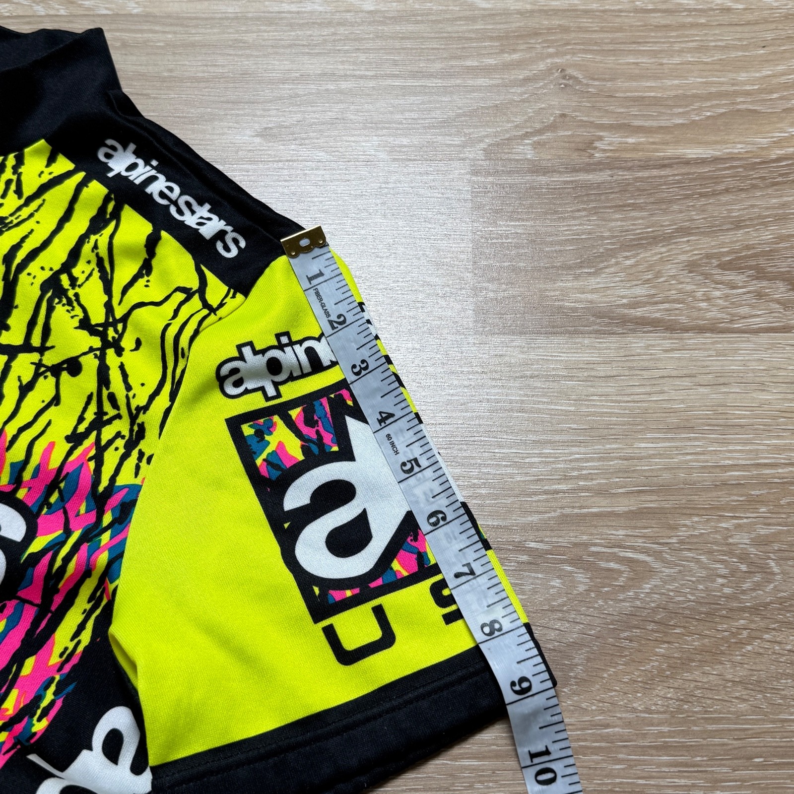 Rare Vintage 90s Alpinestars USA Cycling Retro Jersey Neon Splatter T-Shirt Sz L