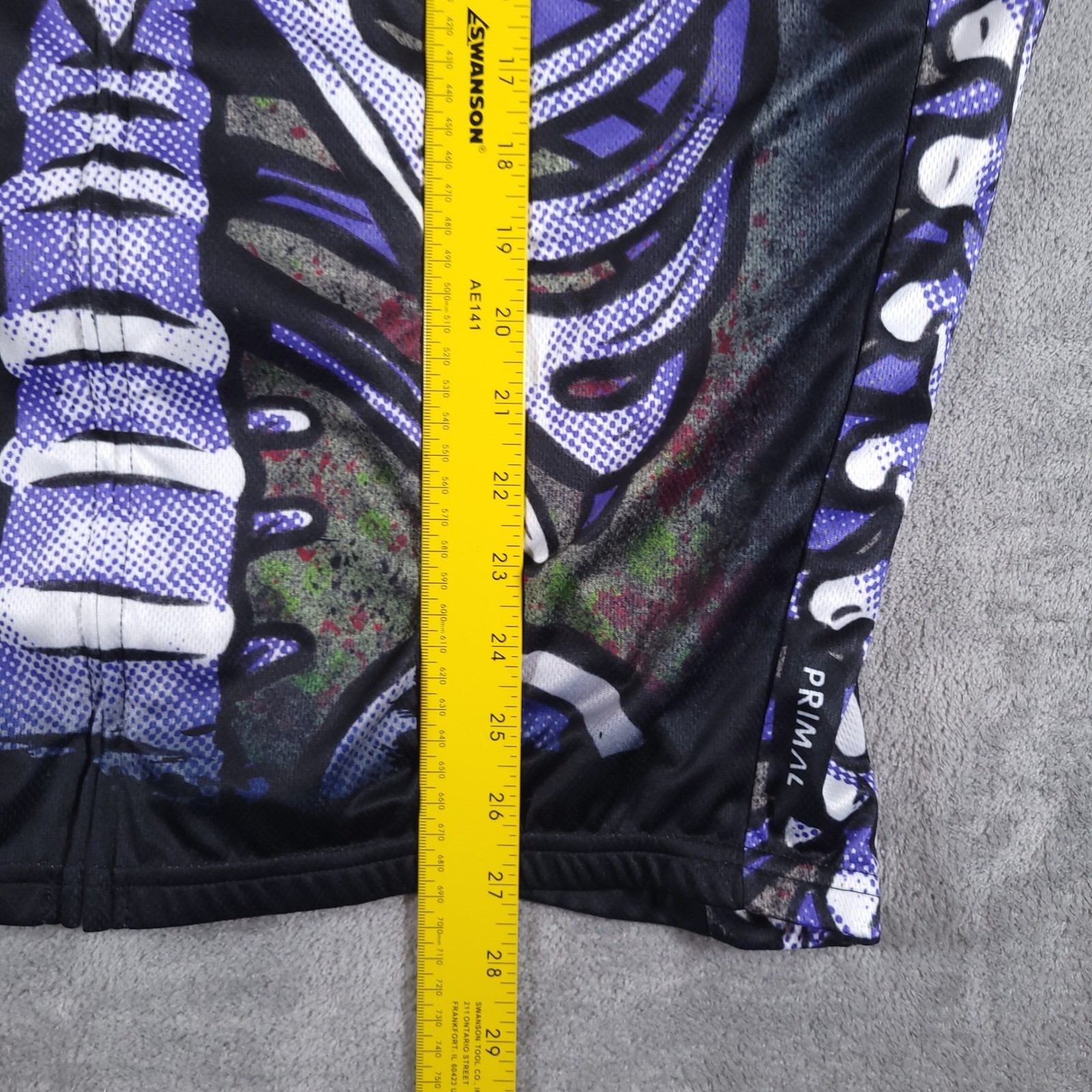 Primal Cycling Jersey Mens 3XL Black Skeleton Bone Print Short Sleeve Zip Shirt