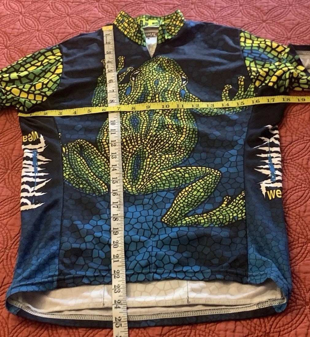 Primal Wear Cycling Jersey Men’s SMALL Coolmax Frog Mosaic Made In USA Vintage