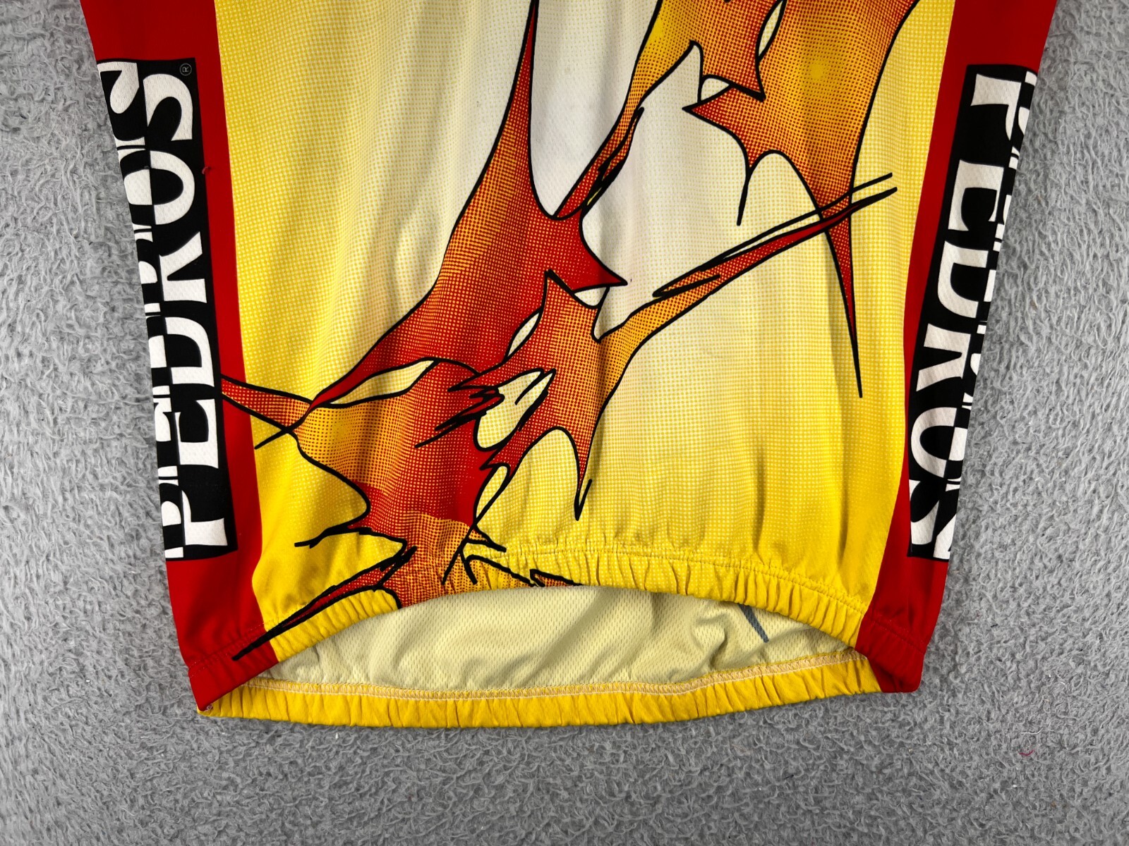Girodana Cycling Jersey Adult Medium Yellow Red 1/4 Zip Rear Pockets 100% Poly