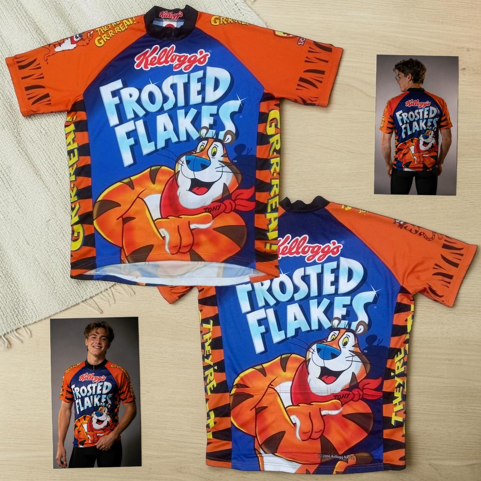 RARE VTG 2006 Kellogg’s Frosted Flakes Tony the Tiger Cycling Jersey — Size XL