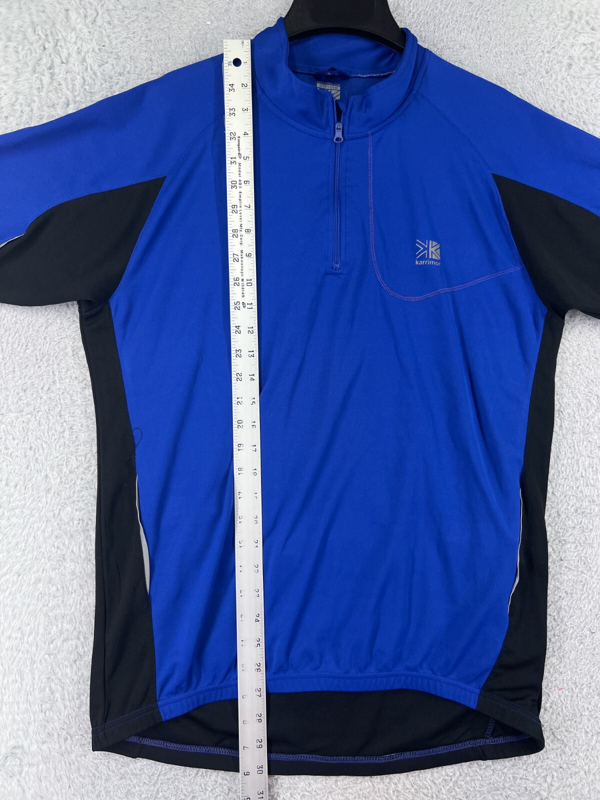 Karrimor Cycling Jersey Mens Large Blue Black Rear Pockets 100% Polyester