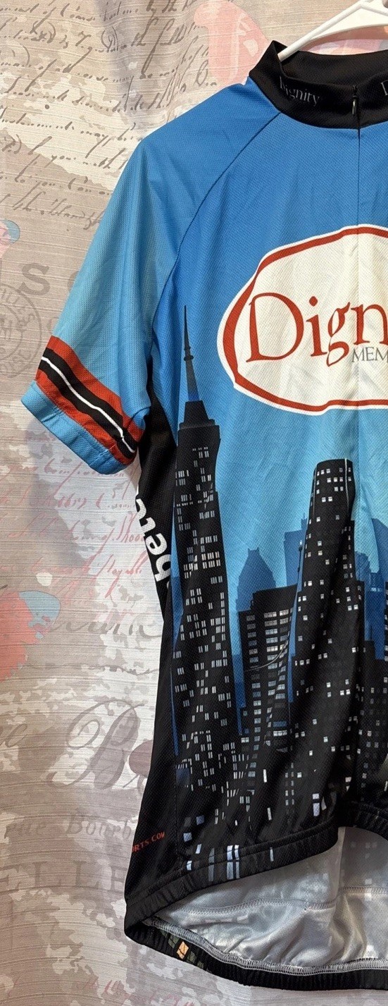 P1S Cycling Jersey Peak 1 Sports DIGNITY MEMORIAL Fitted Unisex Sz XL 3/4 Zip