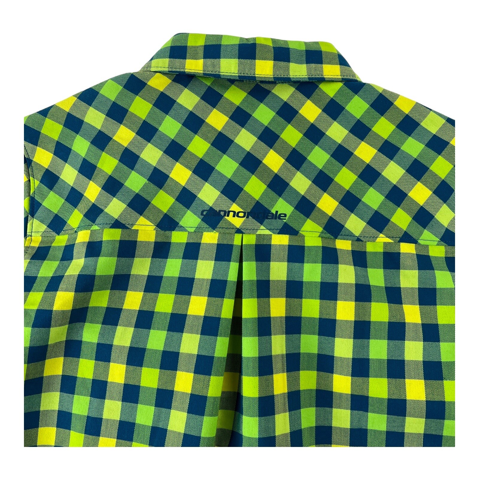 Sugoi Cannondale Green & Blue Check Polyester Blend Snap Up Womens Size Medium M