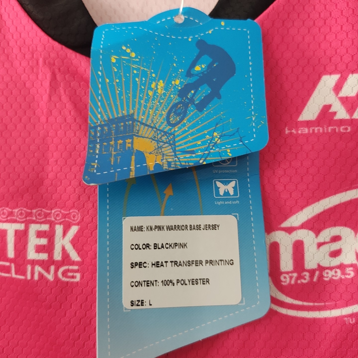 New Pink Warrior Ride Cycling Womens Jersey Large Full Zip Pink Back Pockets
