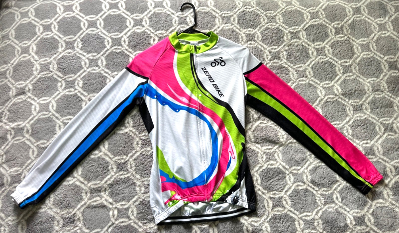 Zero Bike Cycling Jersey Women’s M Multicolor Long Sleeve Back Pocket Full Zip