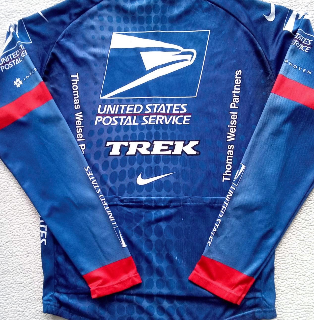 VTG 2001 nike USPS TREK BRIDGE L/S Cycling Jersey Lance ARMSTRONG Fits XL *READ*