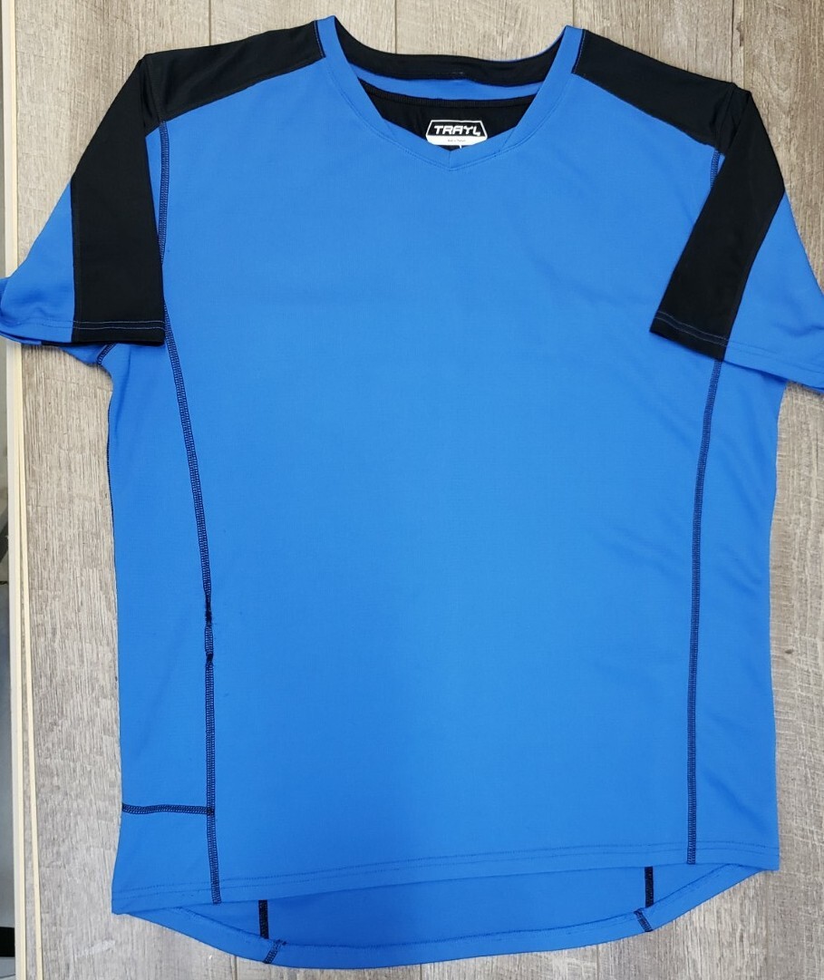 Lot Of 3 Trayl Mens Red Blue Pullover 1/4 Zip Cycling Jersey – Size L