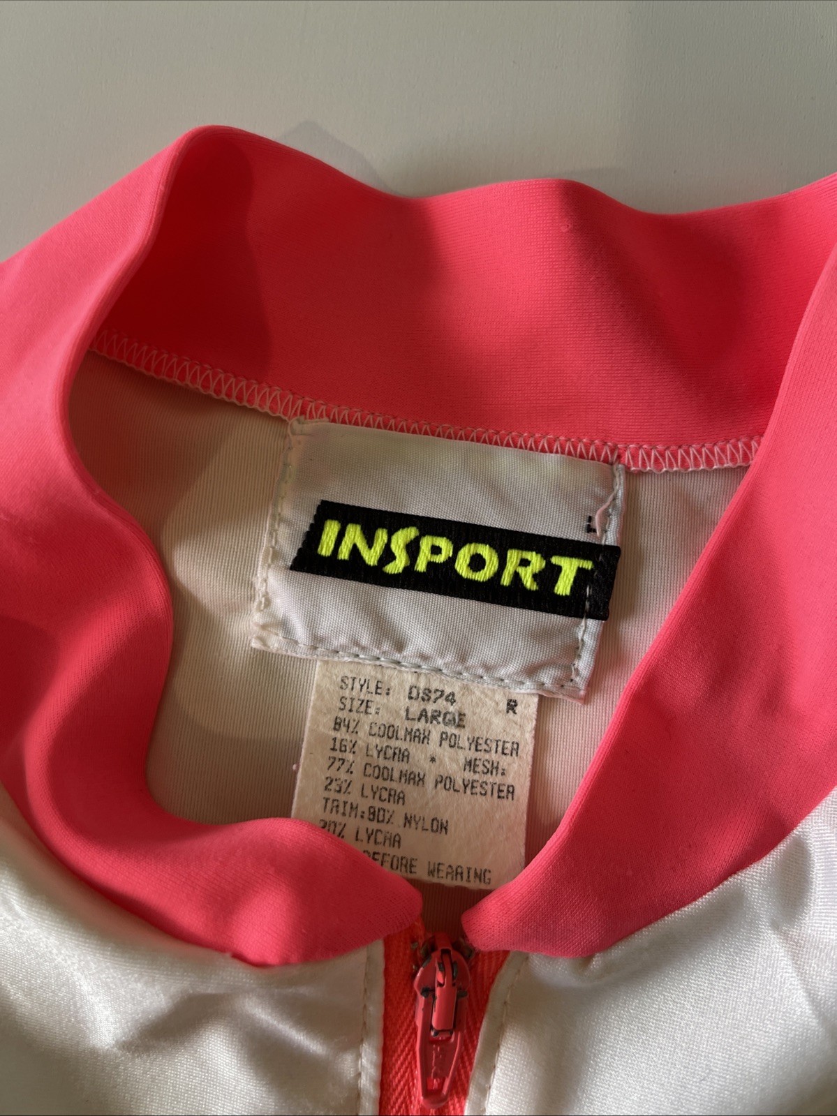 Rare Vintage InSport Men’s Cycling Jersey Dave Scott Men’s Large Wht/pink EUC