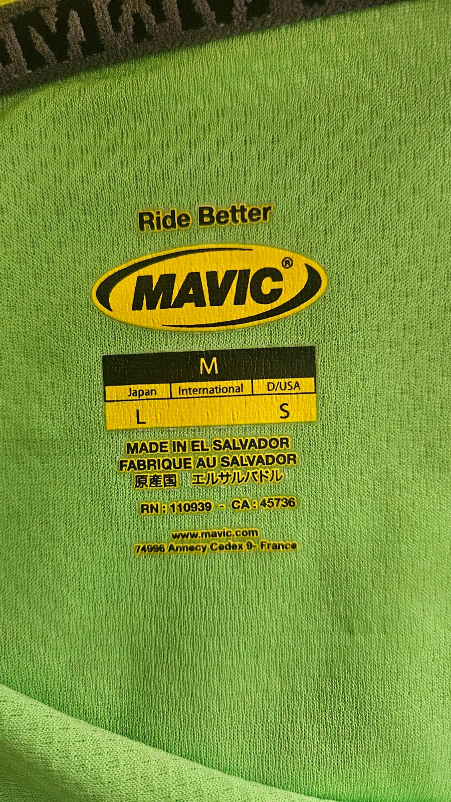 Mavic Ride Better Cycling Jersey Lime Green Multicolor Size Small