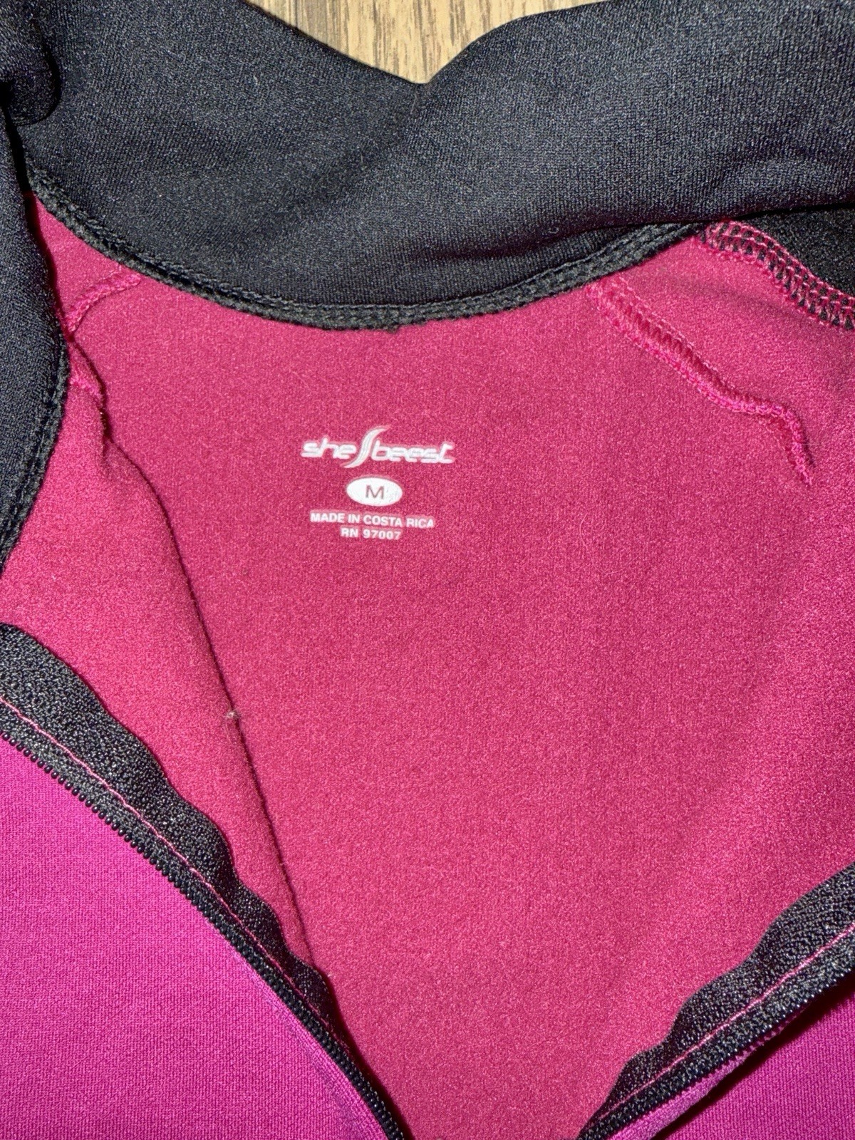 Shebeest Women’s Cycling Jersey Pink Black White Long Sleeve M 1/4 Zip Pockets