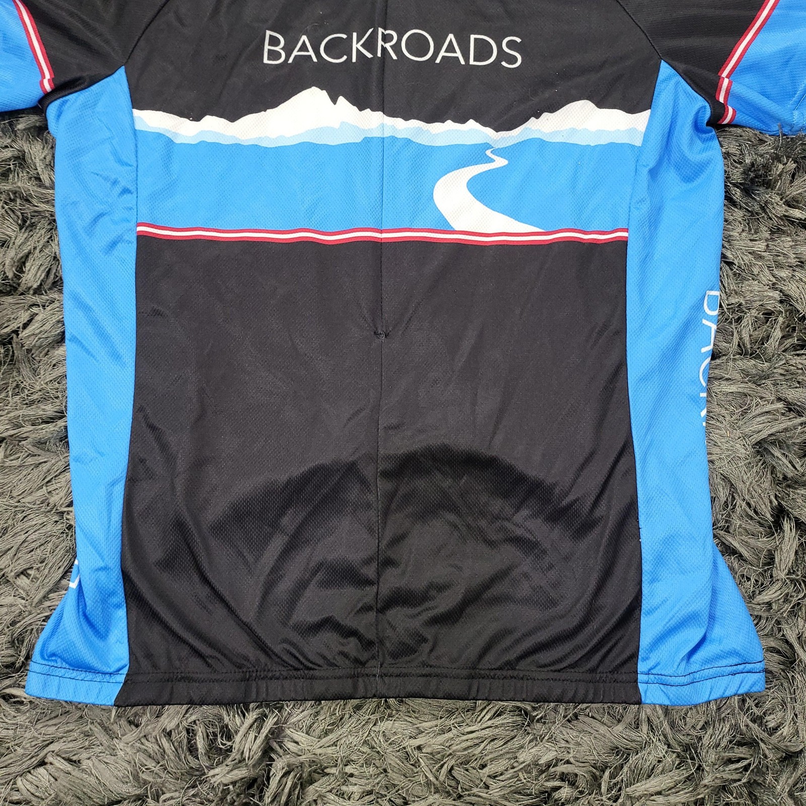 Louis Garneau Cycling Jersey Womens XL Black Blue 1/2 Zip Pockets Bike Backroads
