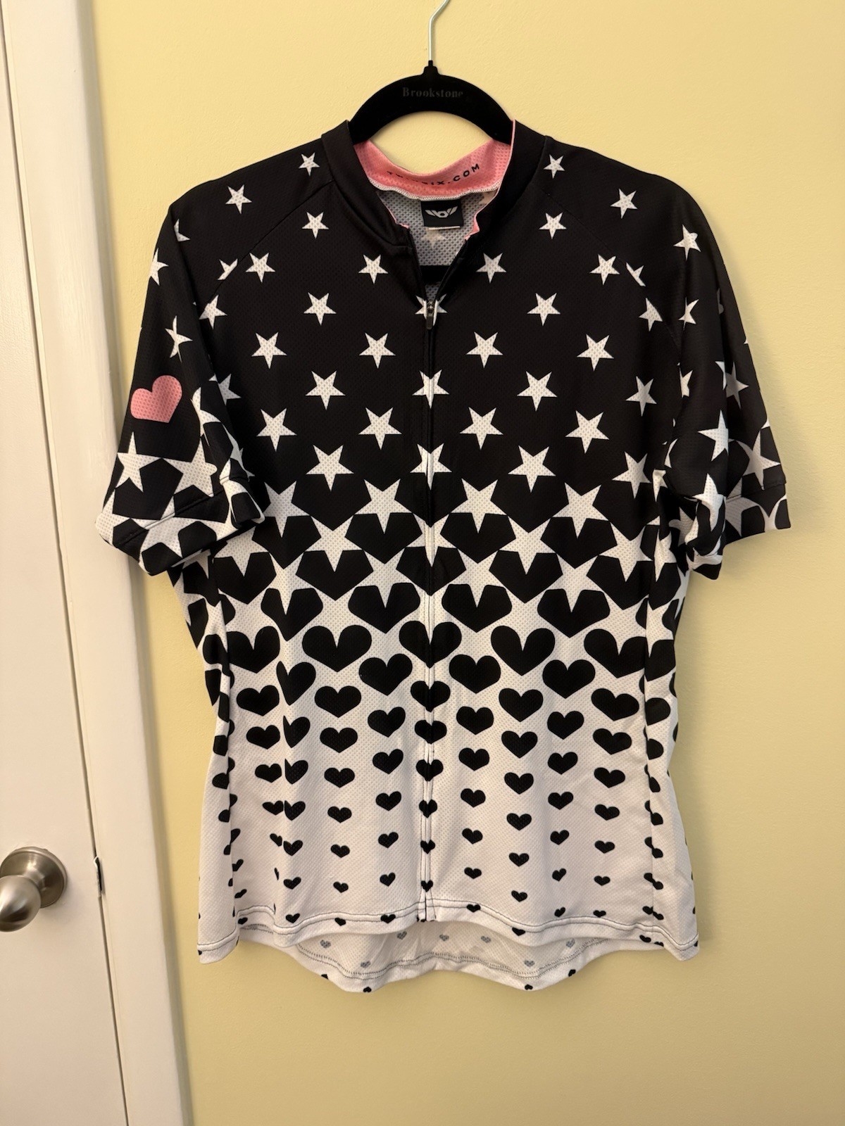 Twin Six Women’s Black White Pink Full Zip Cycling Jersey Short Sleeve 2X