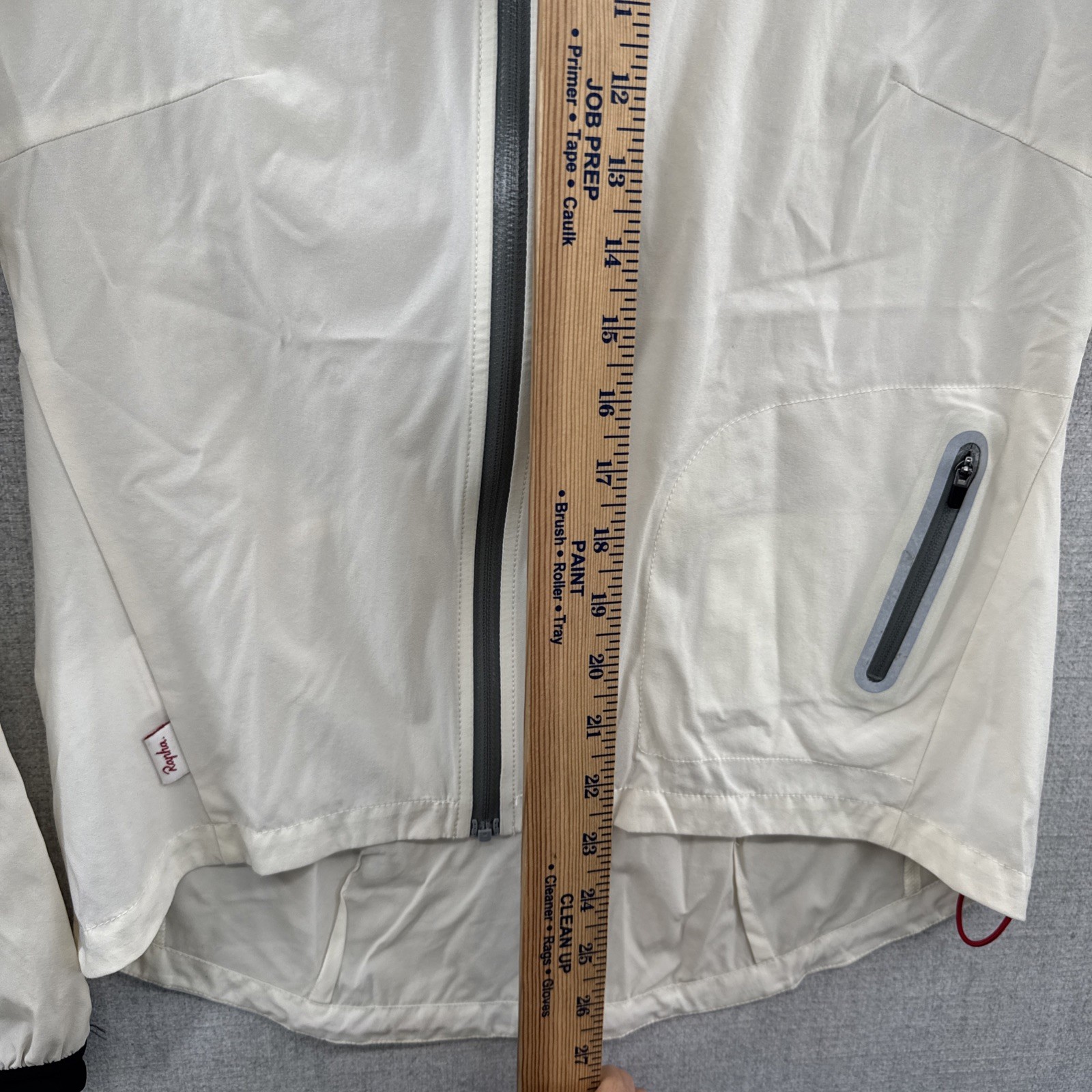 Rapha Stowaway Jacket Womens 10 Ivory Cycling Full Zip Windbreaker Lightweight