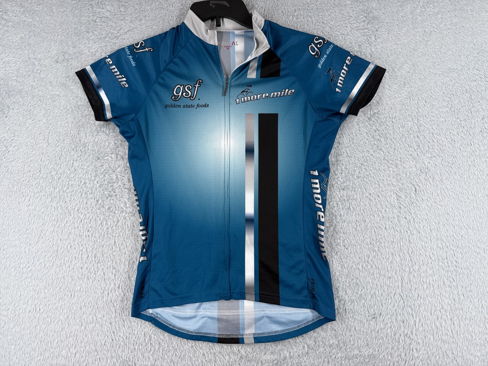 Primal Cycling Jersey Women Medium Blue White Full Zip 100% Polyester Pockets