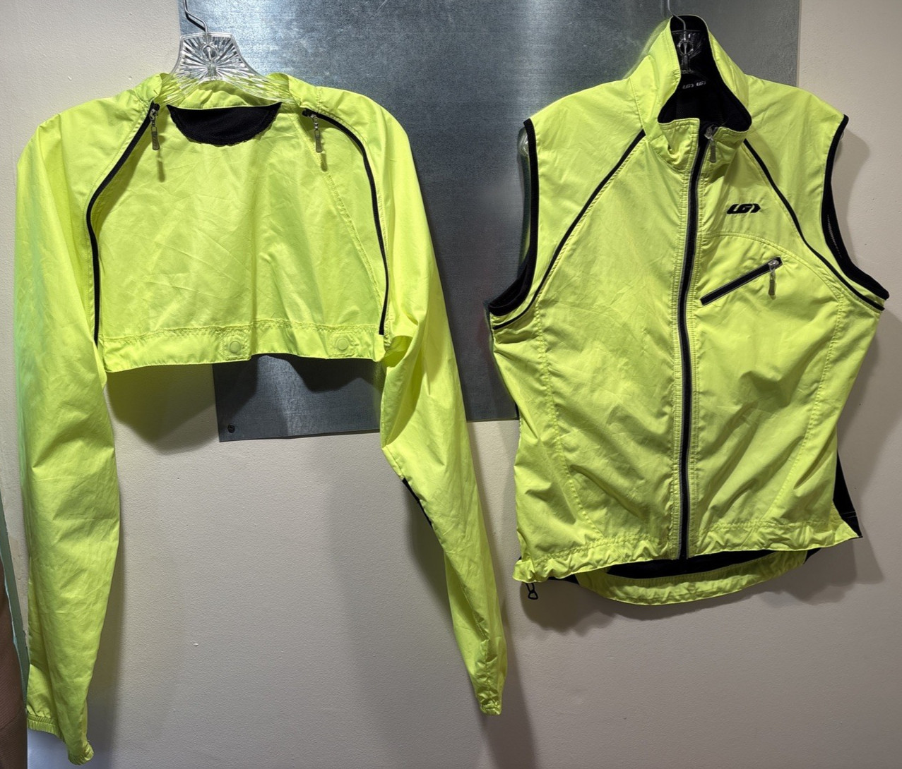 Cycling Jacket Vest LG Louis Garneau Convertible Cabriolet Hi-Vis M