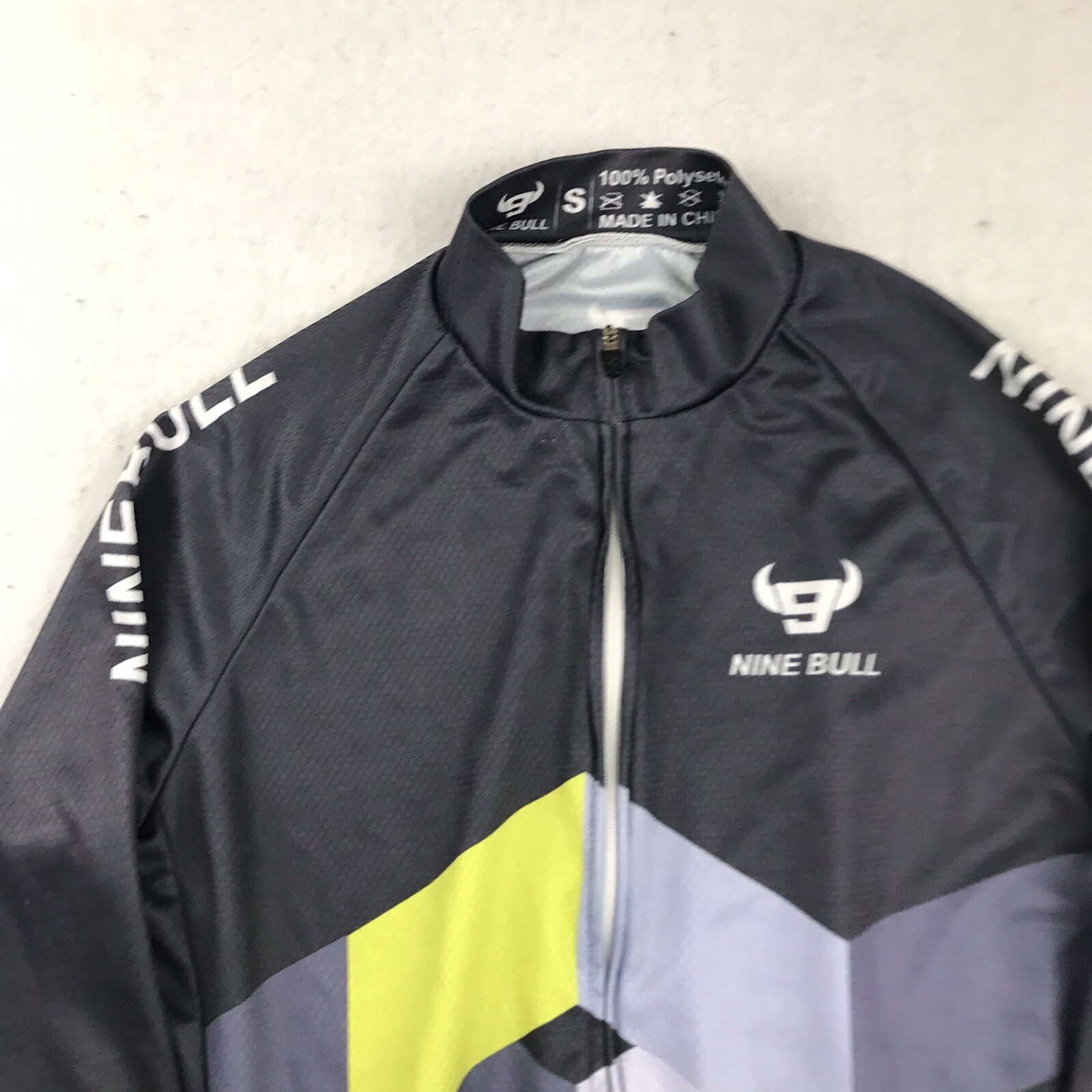 Nine Bulls Bicycle Jacket Mens Small Gray Elastic Waist Pockets Full Zip Top