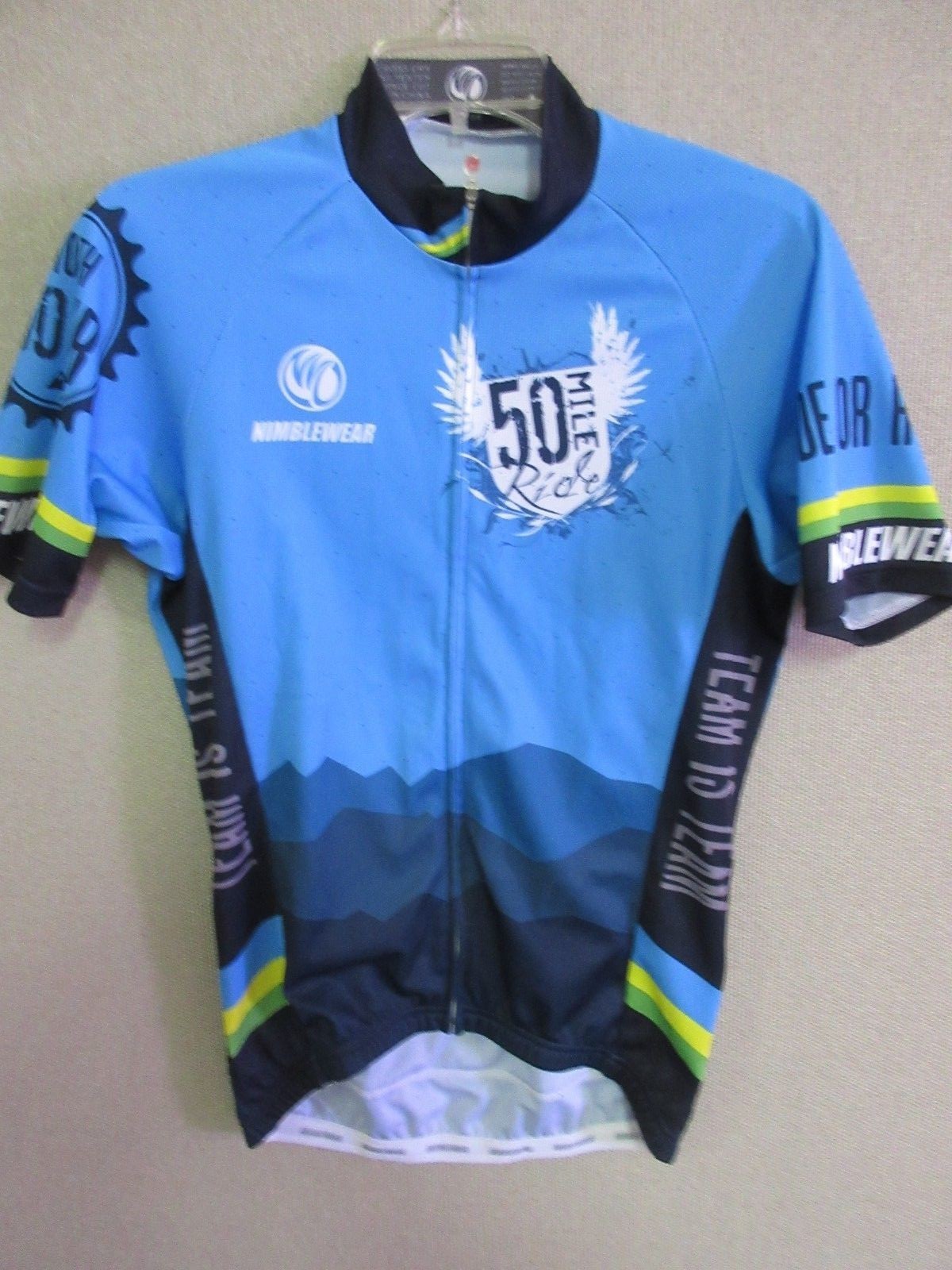 Nimblewear Full Zip Cycling Jersey Size Large 10th 50 Mile Ride