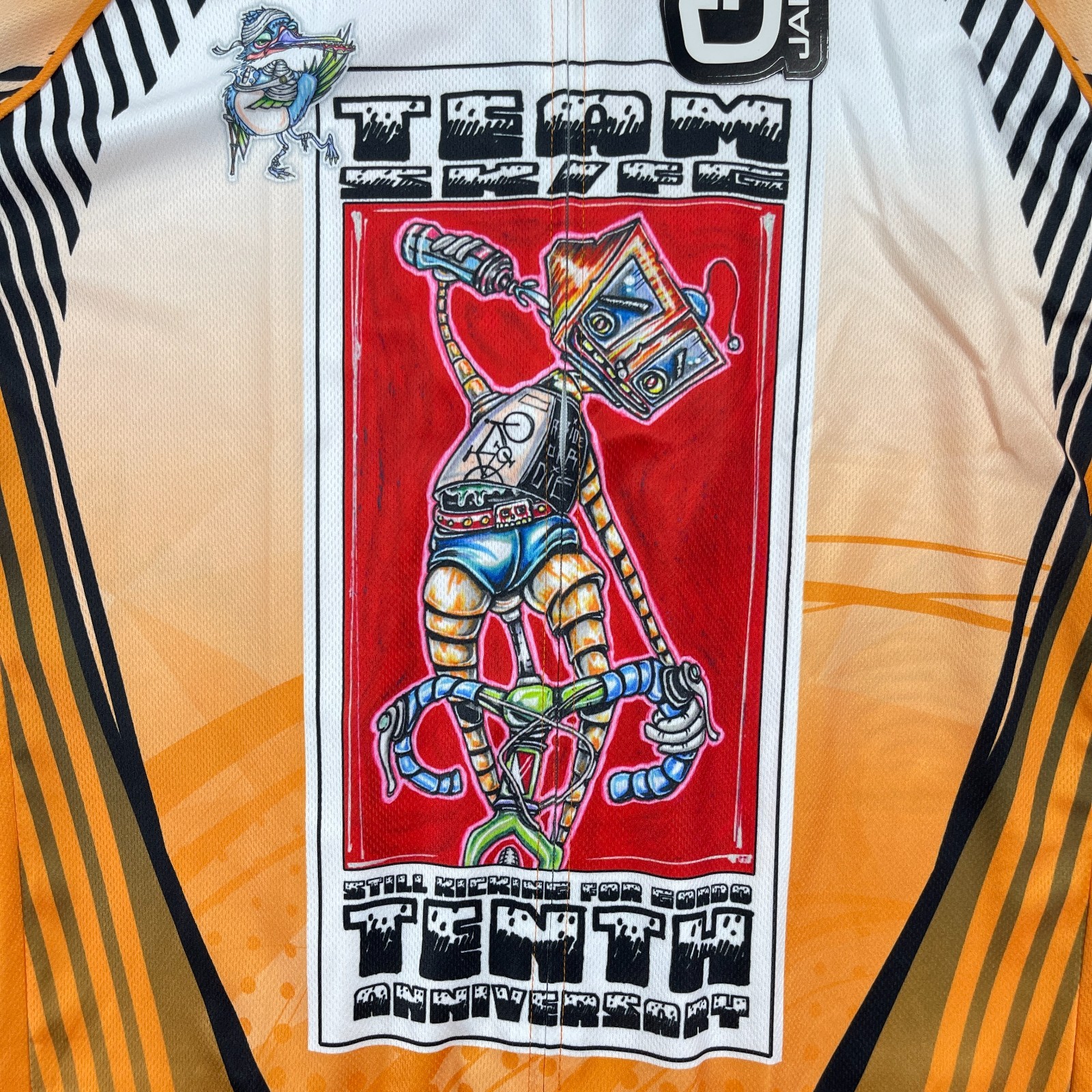 Jakroo Cycling Jersey Mens XL MS Orange Graphic Raglan Short Sleeve Full Zip