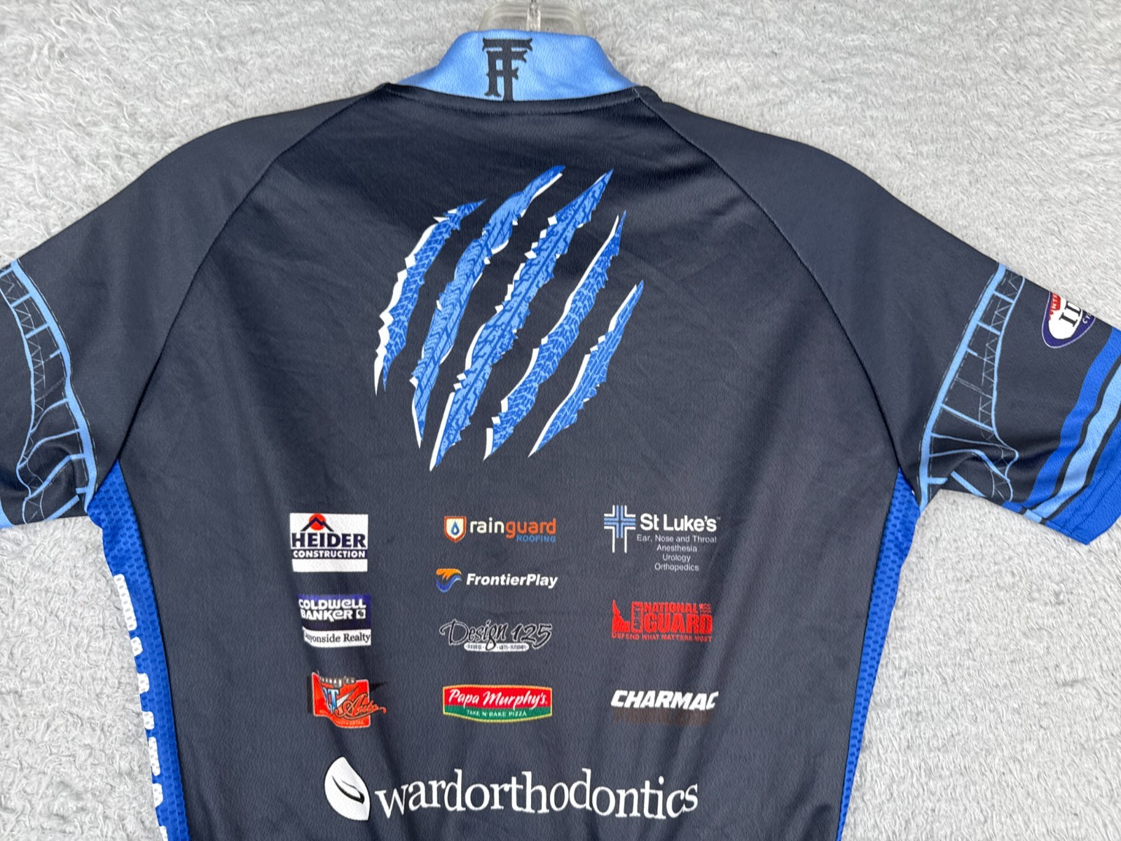 Hyperthreads Cycling Jersey Youth Boys Large Black Blue Twill Falls MTB Team
