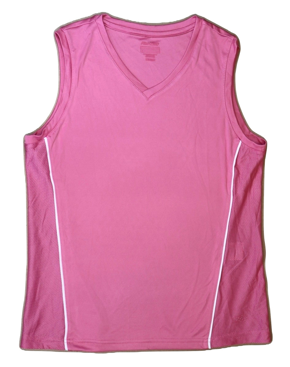Reebok Womens Small Pink Sleeveless Athletic Workout Top Mesh V Neck Activewear