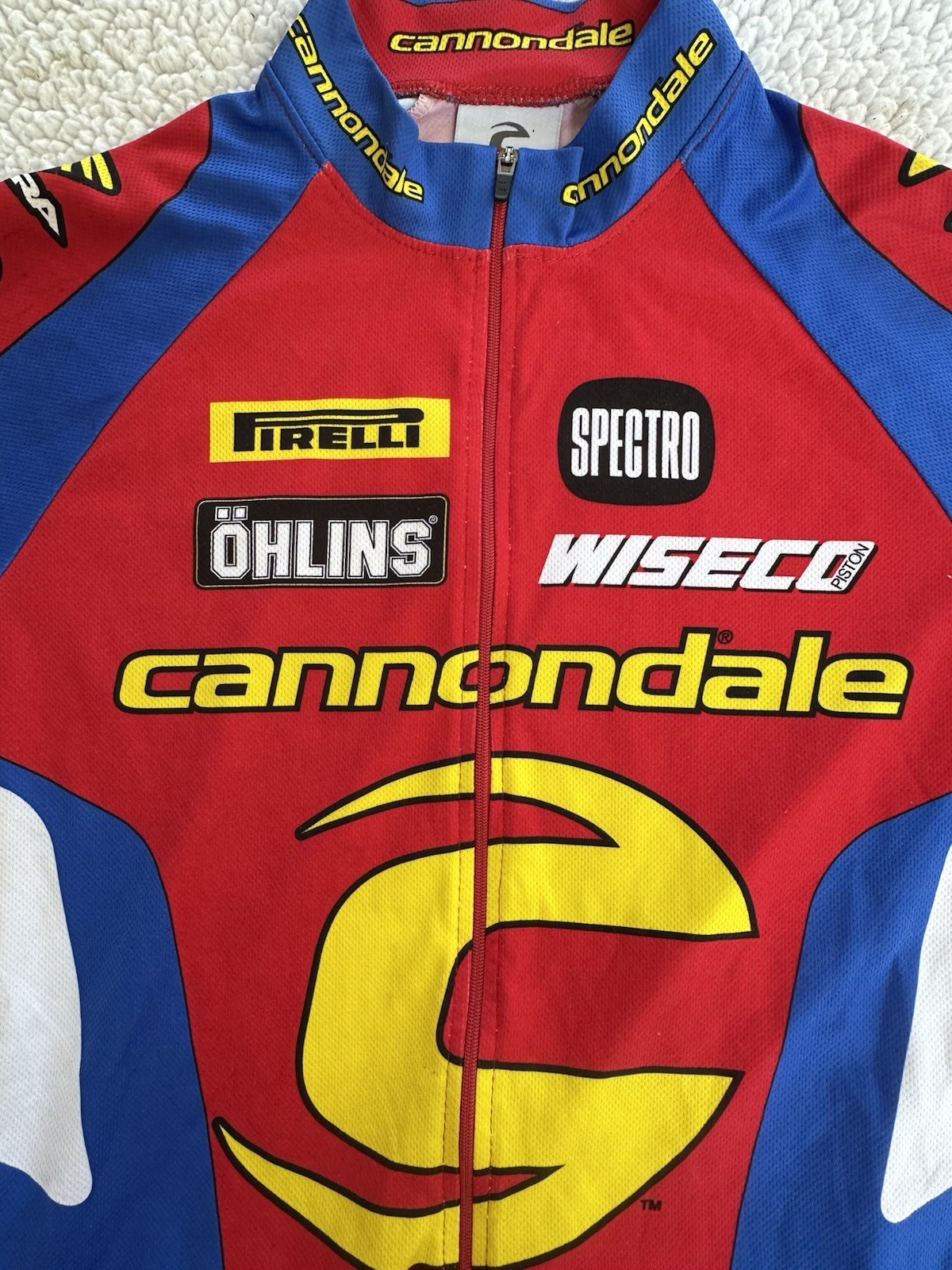 Vintage Cannondale Cycling Team Pirelli Ohlins Wiseco Short Sleeve Jersey Medium