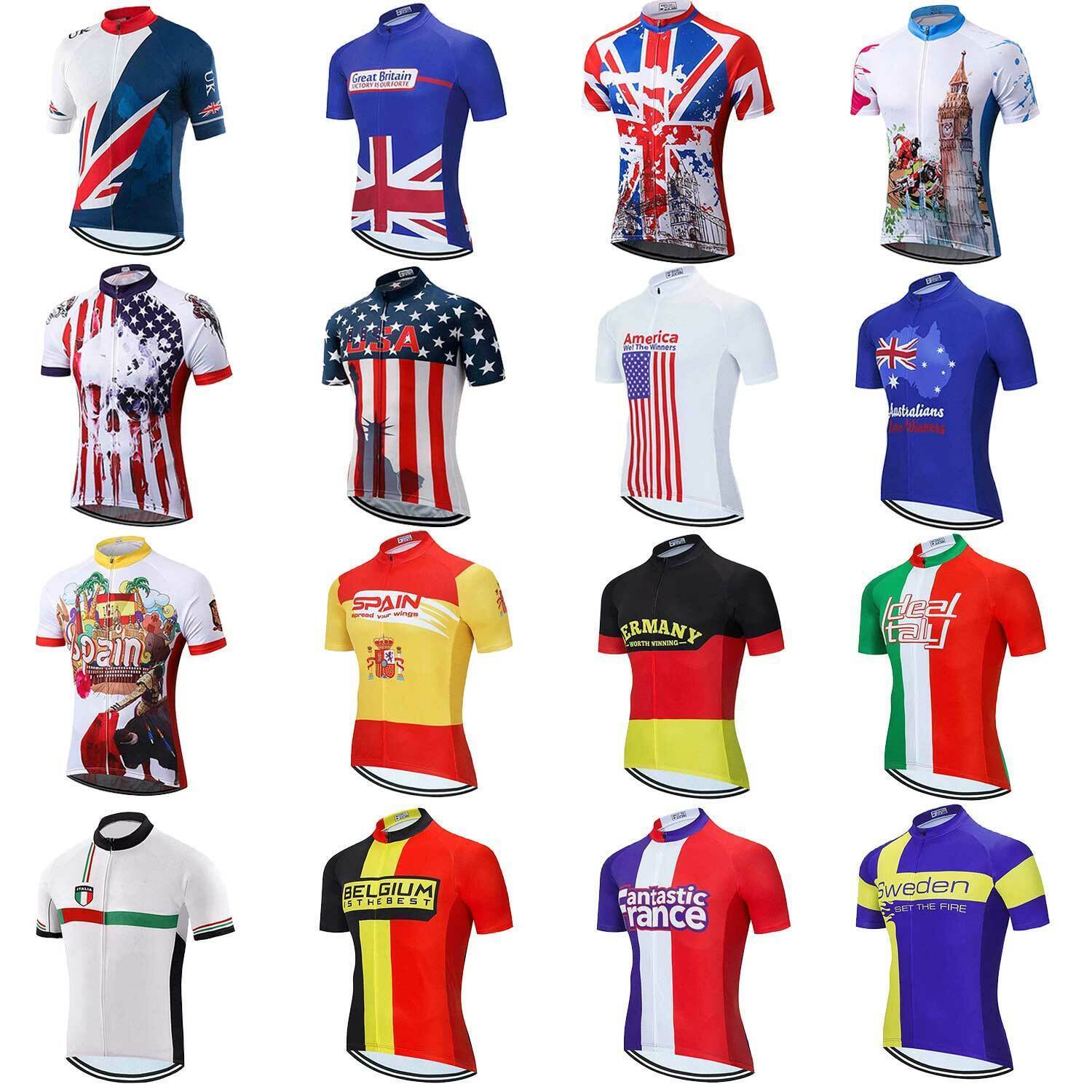 2024 Countries Team Cycle Jersey Top Men’s Short Sleeve Bike Cycling Shirt S-5XL