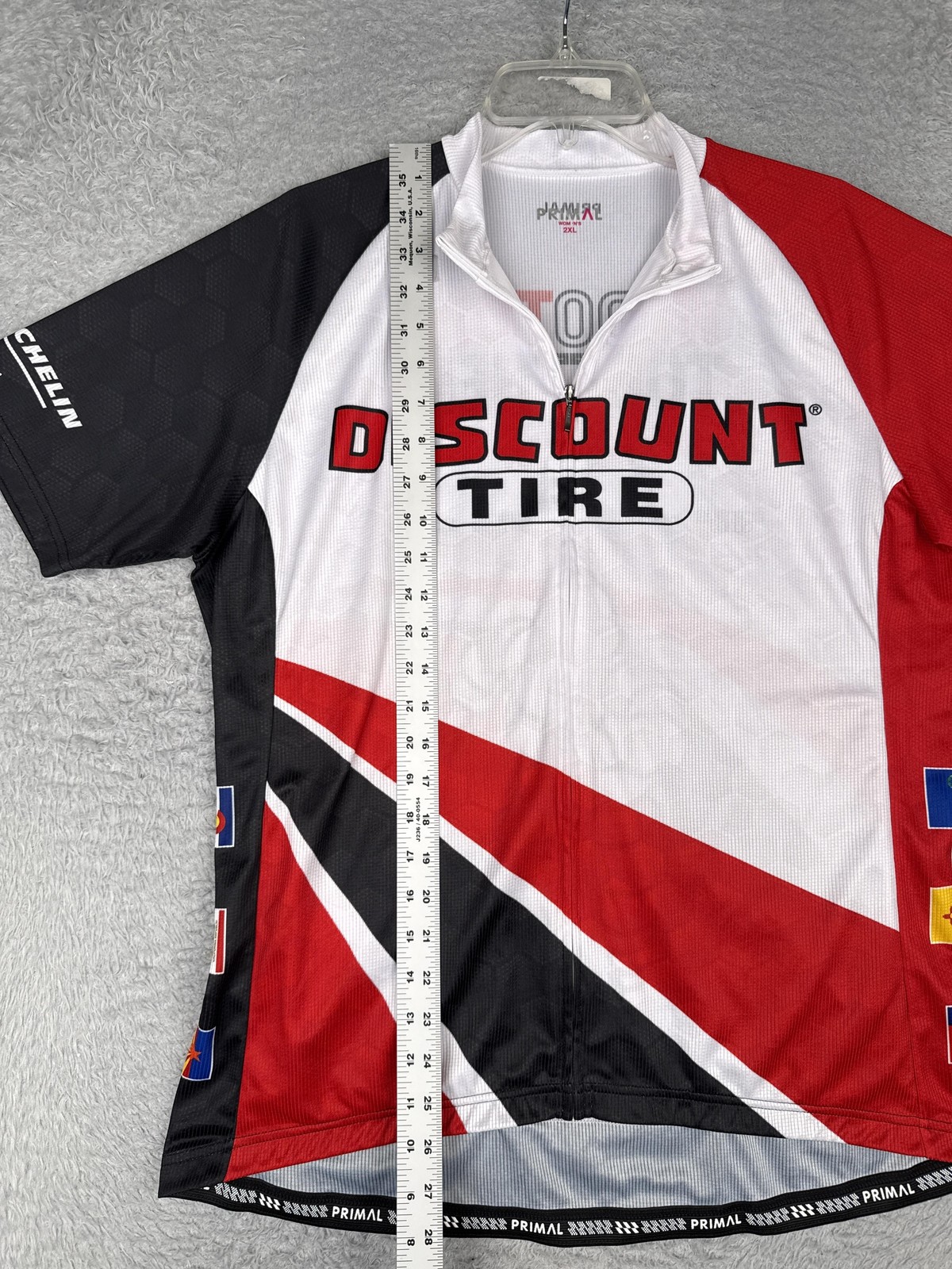 Primal Cycling Jersey Womens 2XL Red Black Discount Tire Michelin Man 1/4 Zip