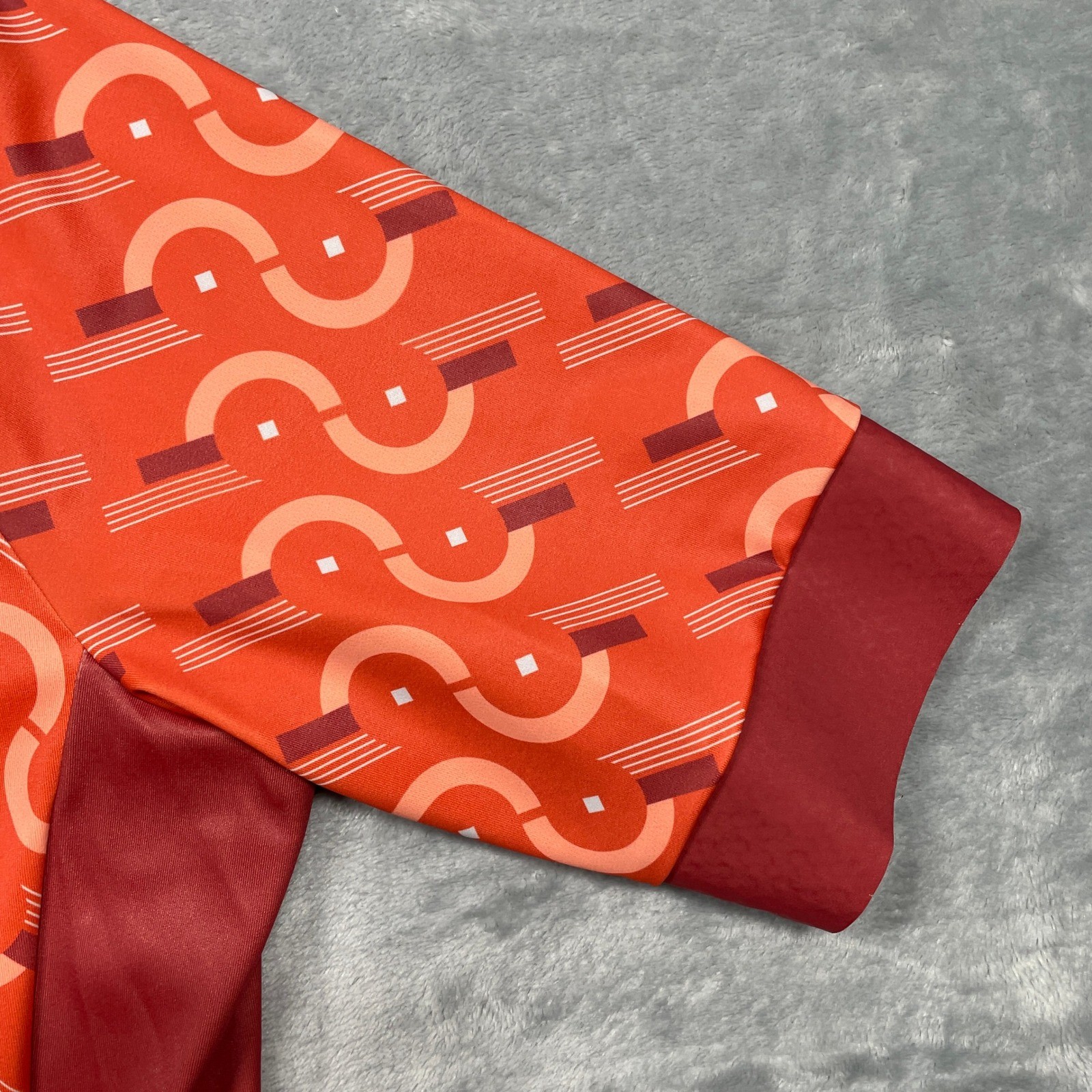 Nopinz Cycling Jersey Mens XL Orange Maroon Geometric Short Sleeve Full Zip Aero