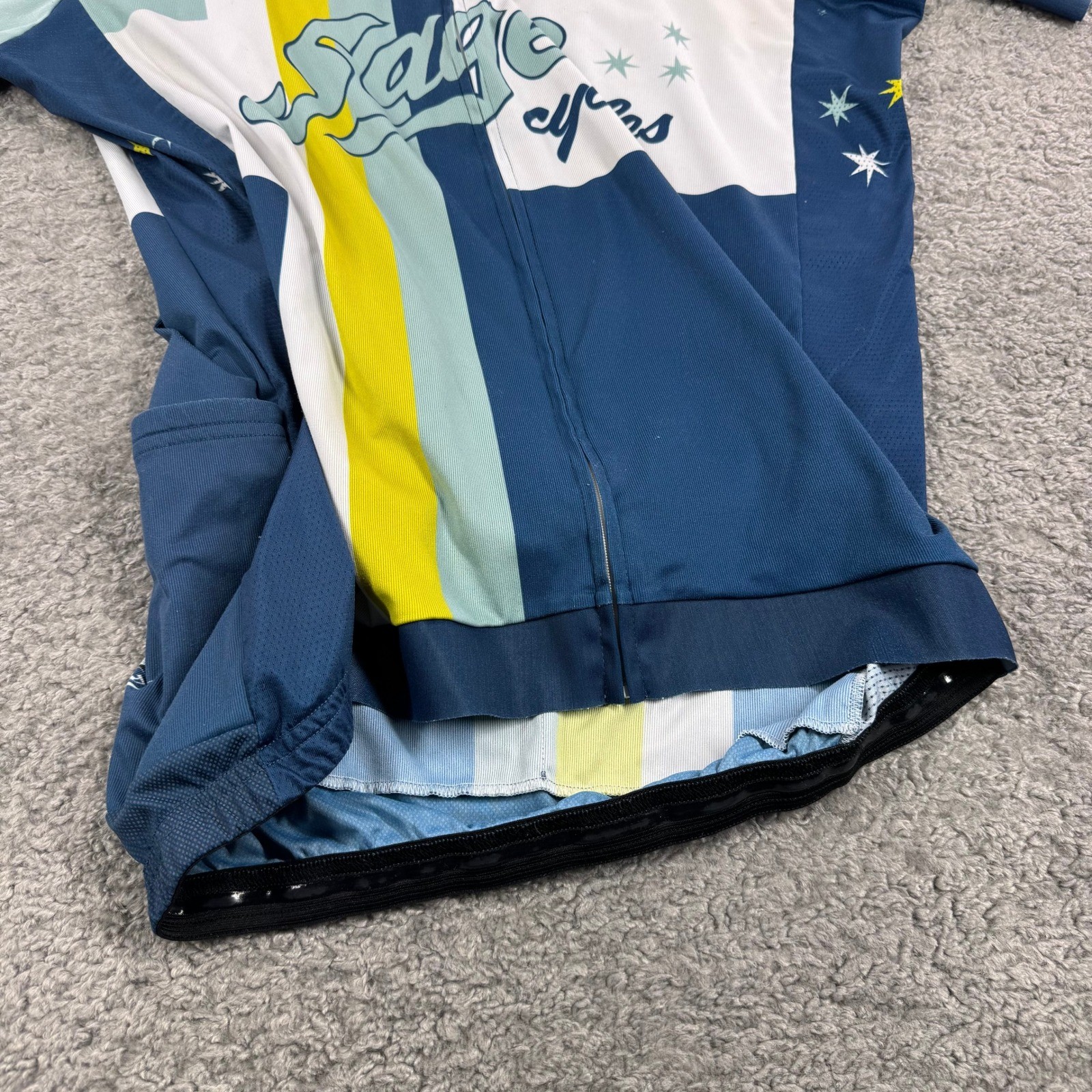 GSG Sage Cycles Oakley FSA Cycling Jersey Blue Teal Full Zip Short Sleeve Mens M