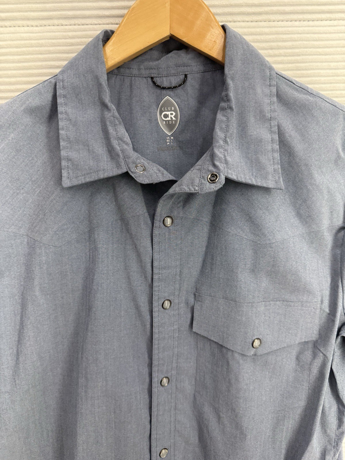 Club Ride Short Sleeve Snap Up Cycling Shirt Western Stretch Size M