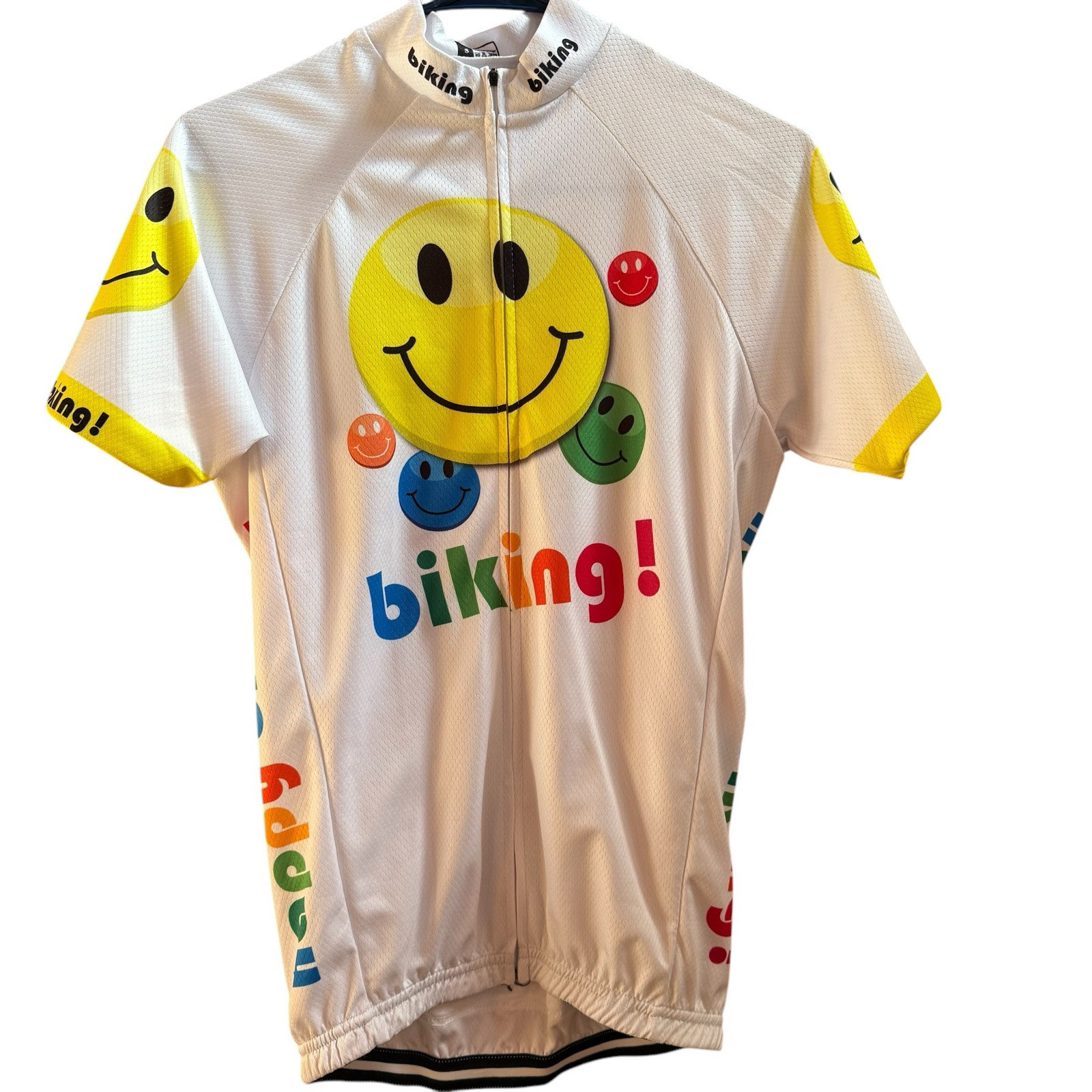 Happy Biking Cycling Shirt Jersey Short Sleeve Size S