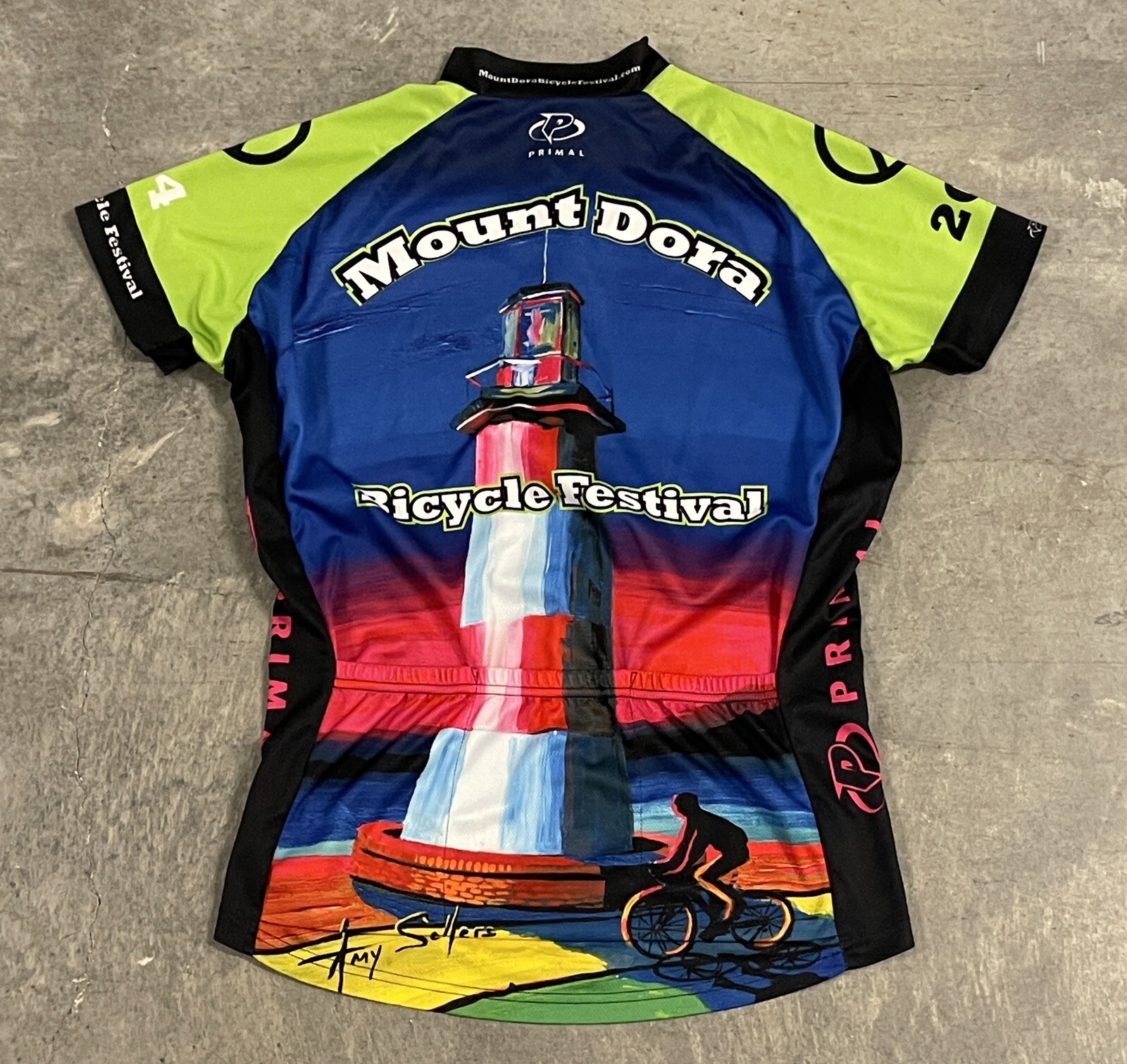 Women’s Primal Road Bike Festival Florida Amy Sellers Art Cycling Jersey Large
