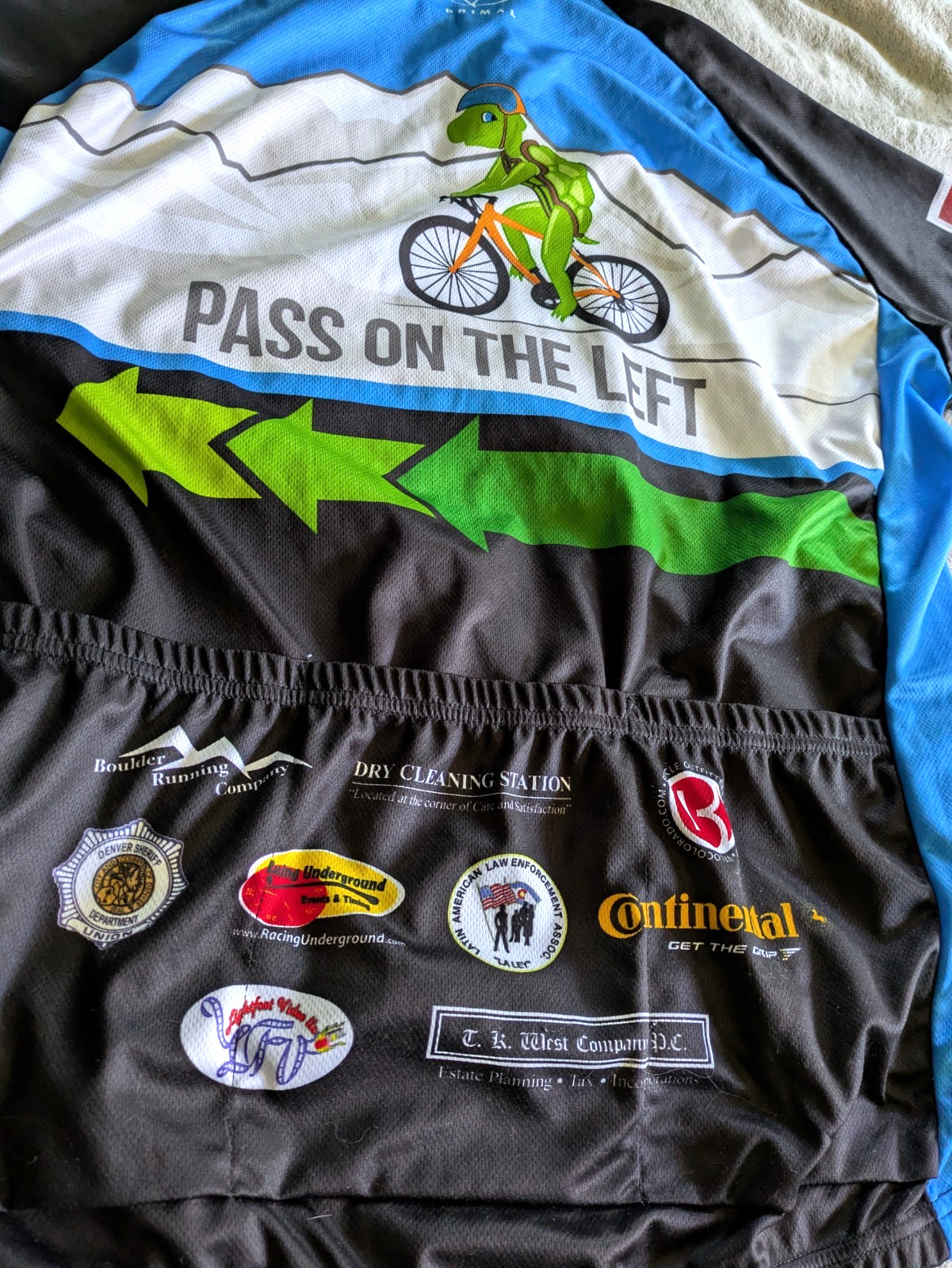 PRIMAL WEAR Pass On The Left Cycling Jersey Mens L Large Blue Green Black