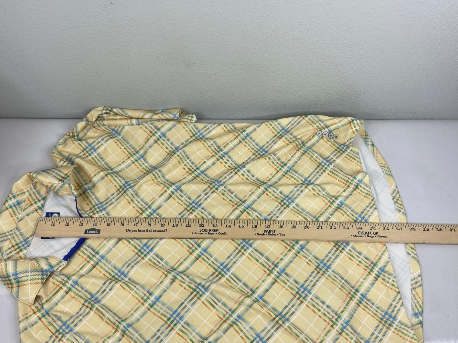 Alexander Julian Men Large Yellow Plaid Cycling Shirt 1/4 Zip Back Pockets