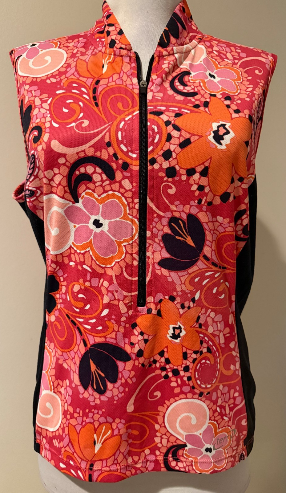 TERRY Womens Sleeveless Floral Cycling Shirt Top – Sz Large