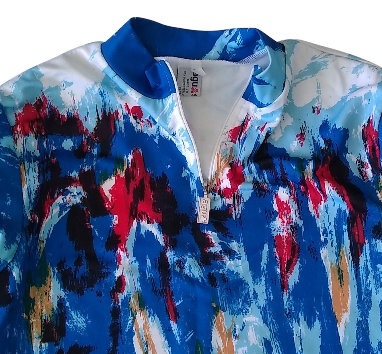 Vintage AGU Short Slv Cycling Jersey Shirt Painting M Chest 35-39 in Rare 90s