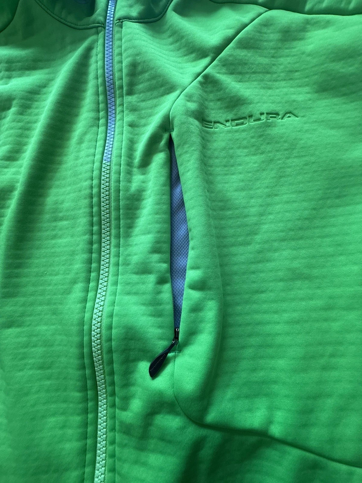 Endura Cycling Jersey Bicycle Long Sleeve Full Zip Neon Green Reflector Men L