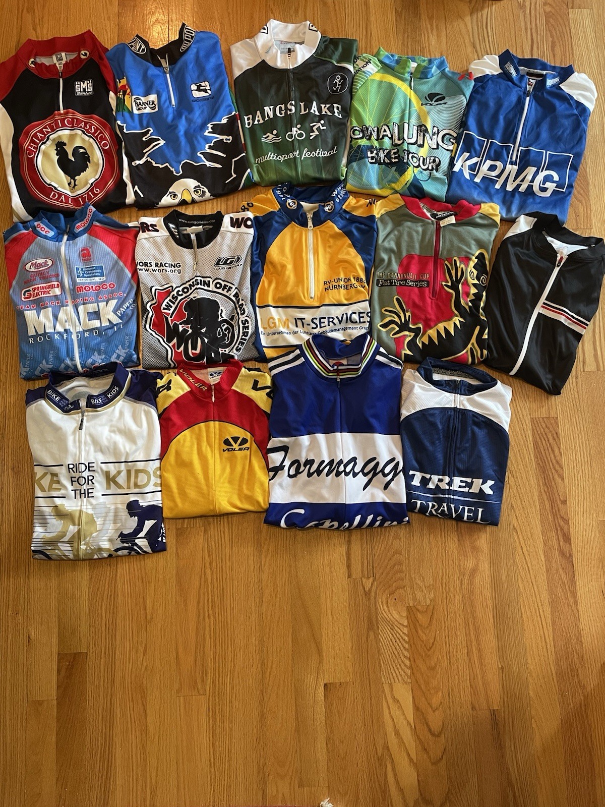 Vintage Cycling Jersey LOT of 14 Biking Cyclist Voler World Of Jerseys Trek