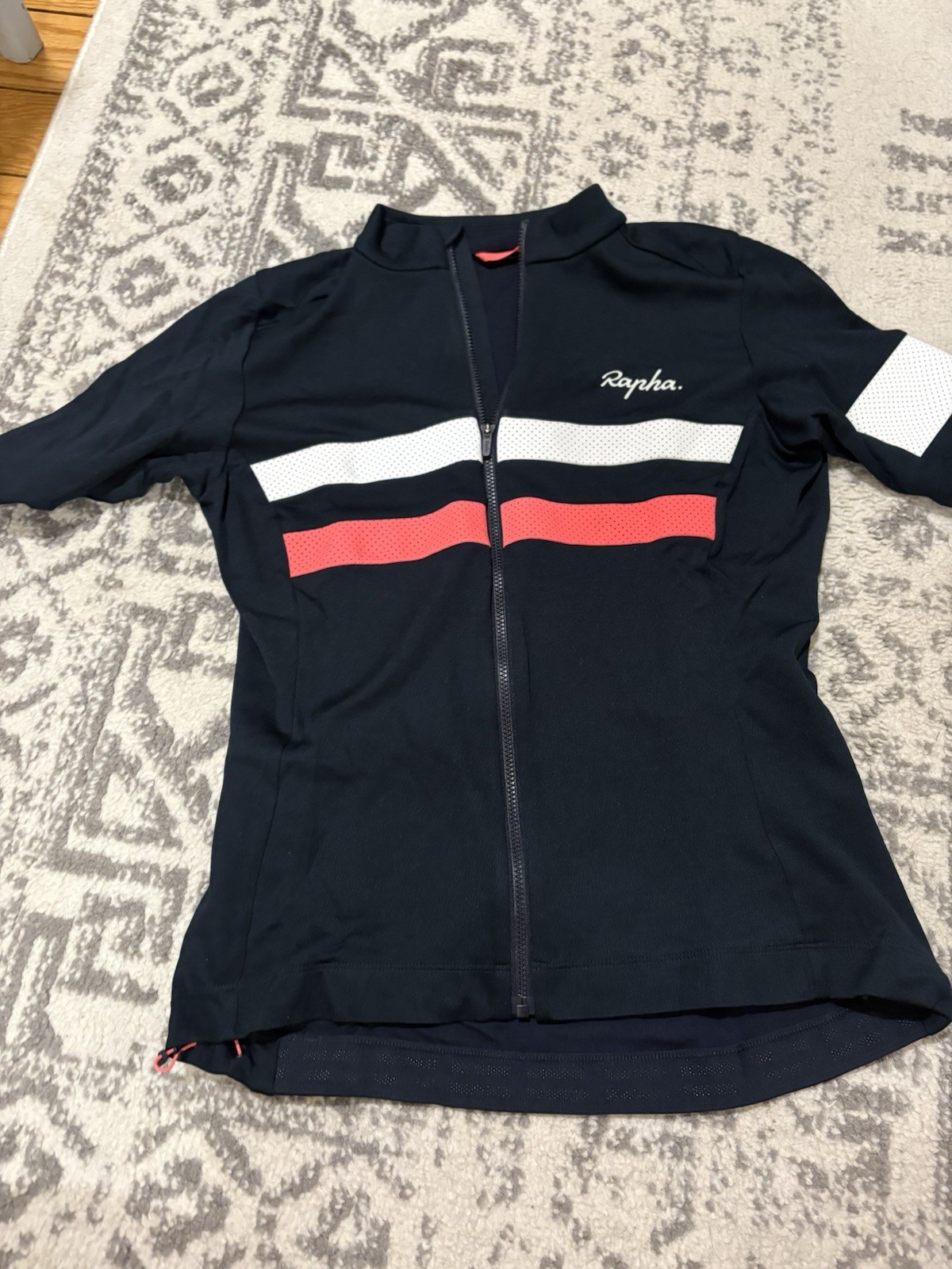 Rapha WOMEN’S BREVET cycling Jersey M Short Sleeve Full Zip Striped Pockets
