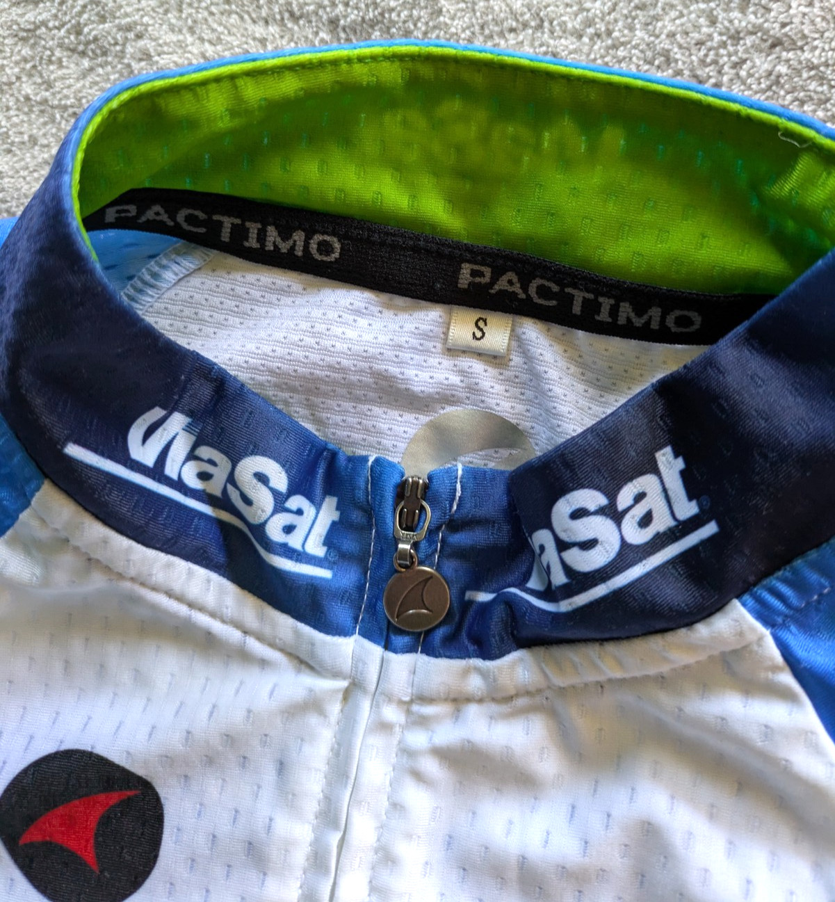 PACTIMO Cycling Jersey Mens Small Race Cut Blue White Green Bicycle