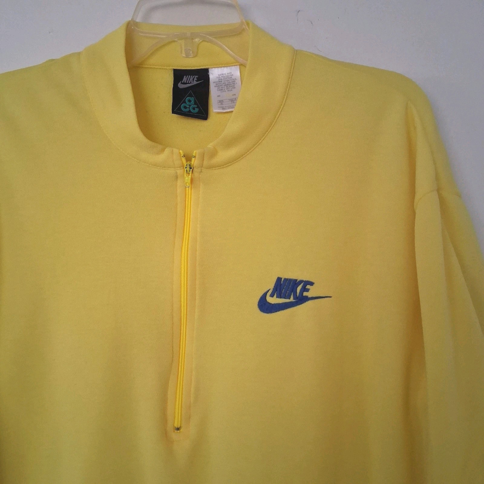 Vintage Nike ACG Cycling Jersey Men’s XL Yellow Biking Shirt Poly Cotton READ