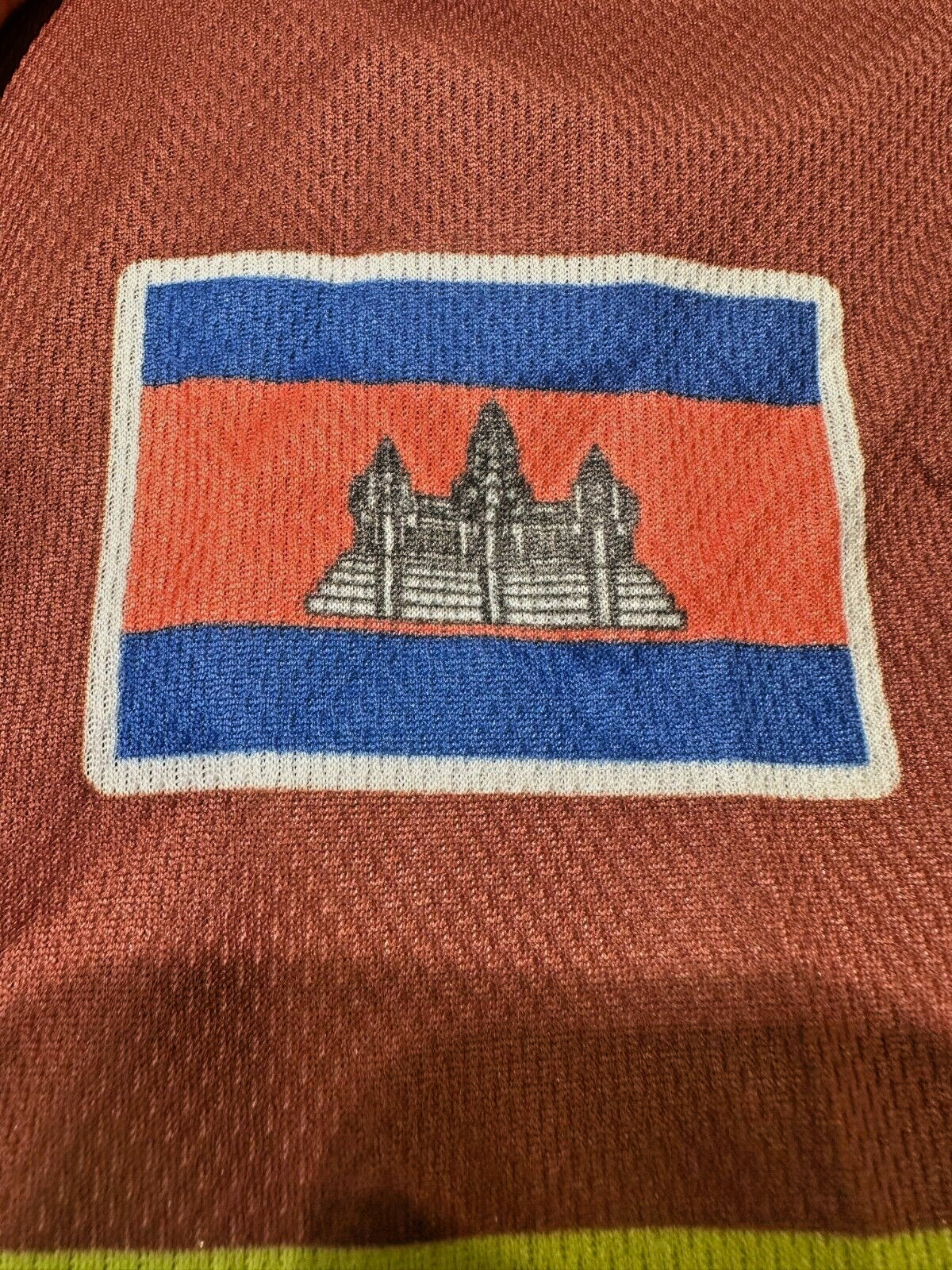 Cycling Jersey Travel Themed Cambodia Angkor Wat (S, M) Maroon Yellow Blue