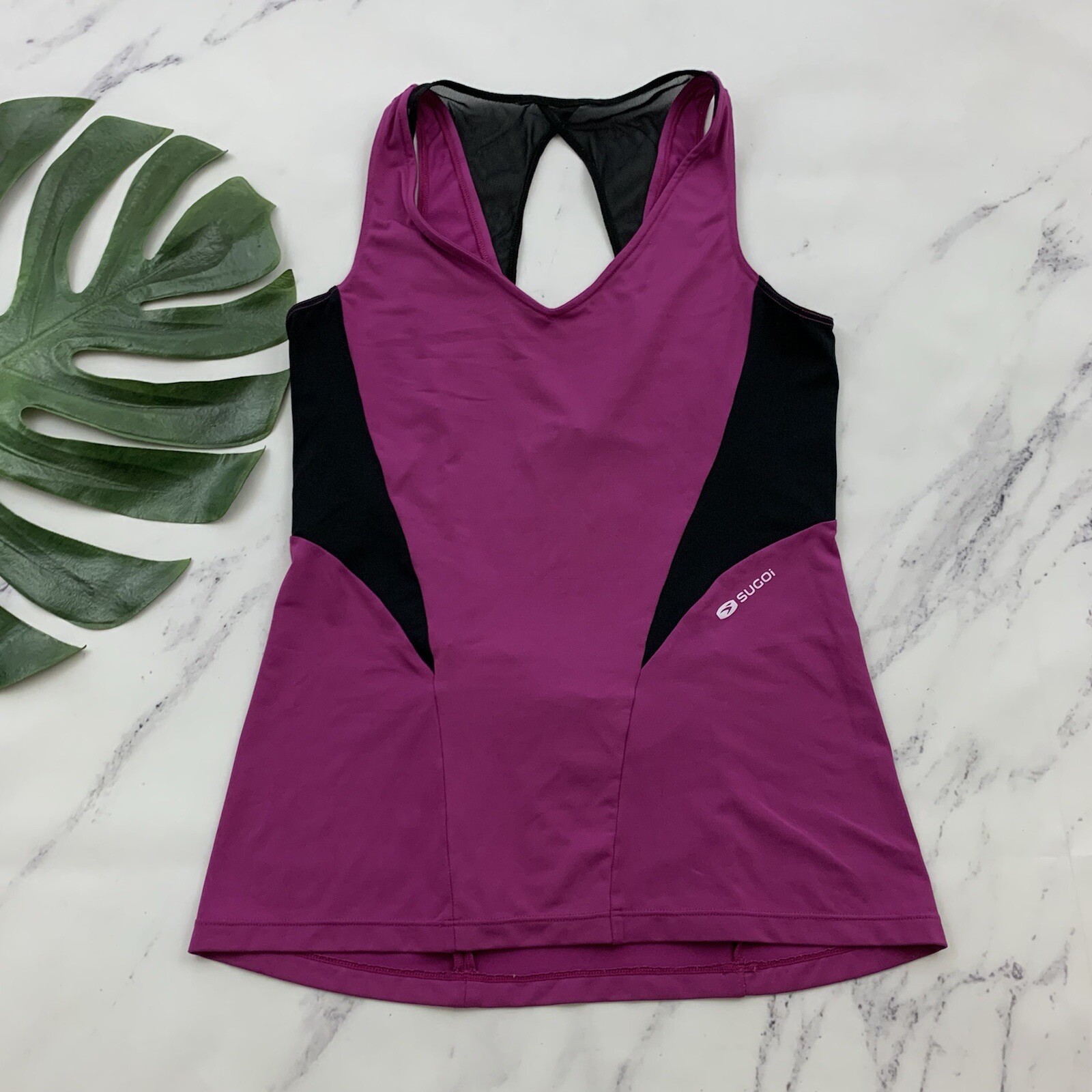 Sugoi Womens Cycling Jersey Size S Dark Purple Black Mesh Trim Sleeveless