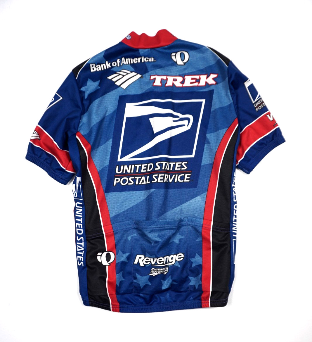 Vintage Pearl Izumi Trek USPS Cycling Jersey Medium Mens 90s 3/4 Zip USA Blue