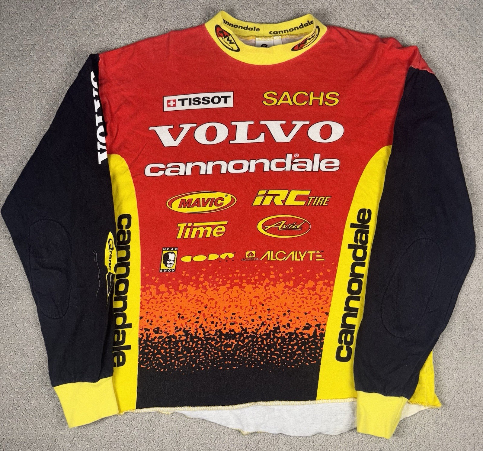 Vintage Cannondale Bike Volvo Jersey Shirt Double Sided Cycling Made In USA Sz L