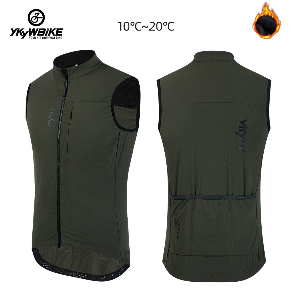 YKYWBIKE Mens Windproof Cycling Vest Thermal MTB Bike Gilet Sleeveless Jacket