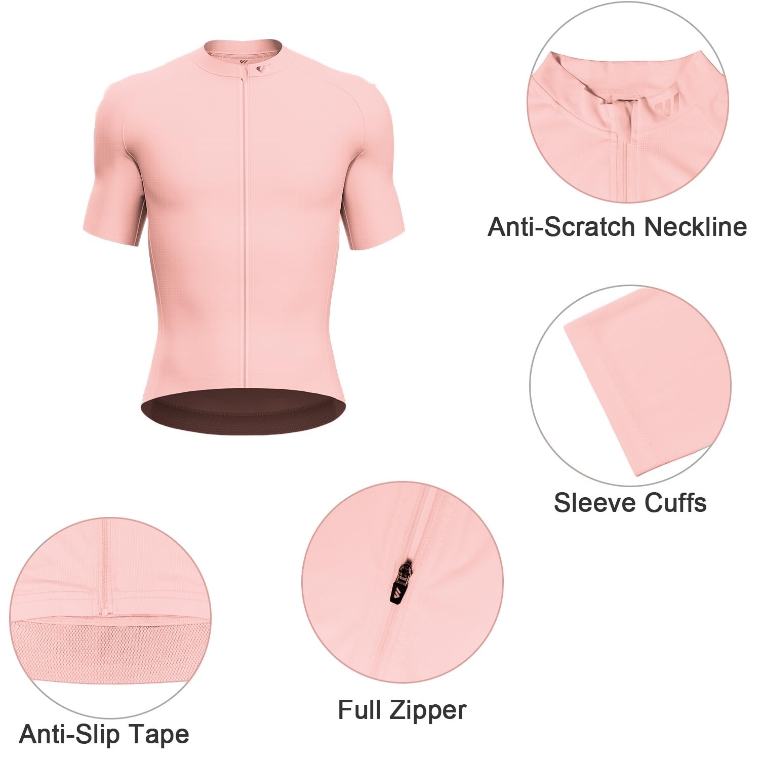 Lo.gas Men’s Cycling Jersey Short Sleeve Road Bike Shirt Quick Dry Pink L