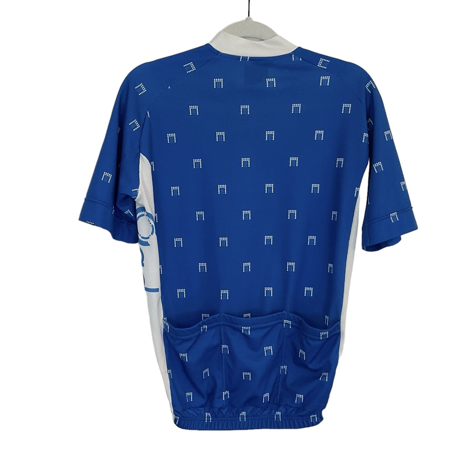 Cadence Race Fit Biking Zip Up Top Large Women’s Blue White Cycling Competition