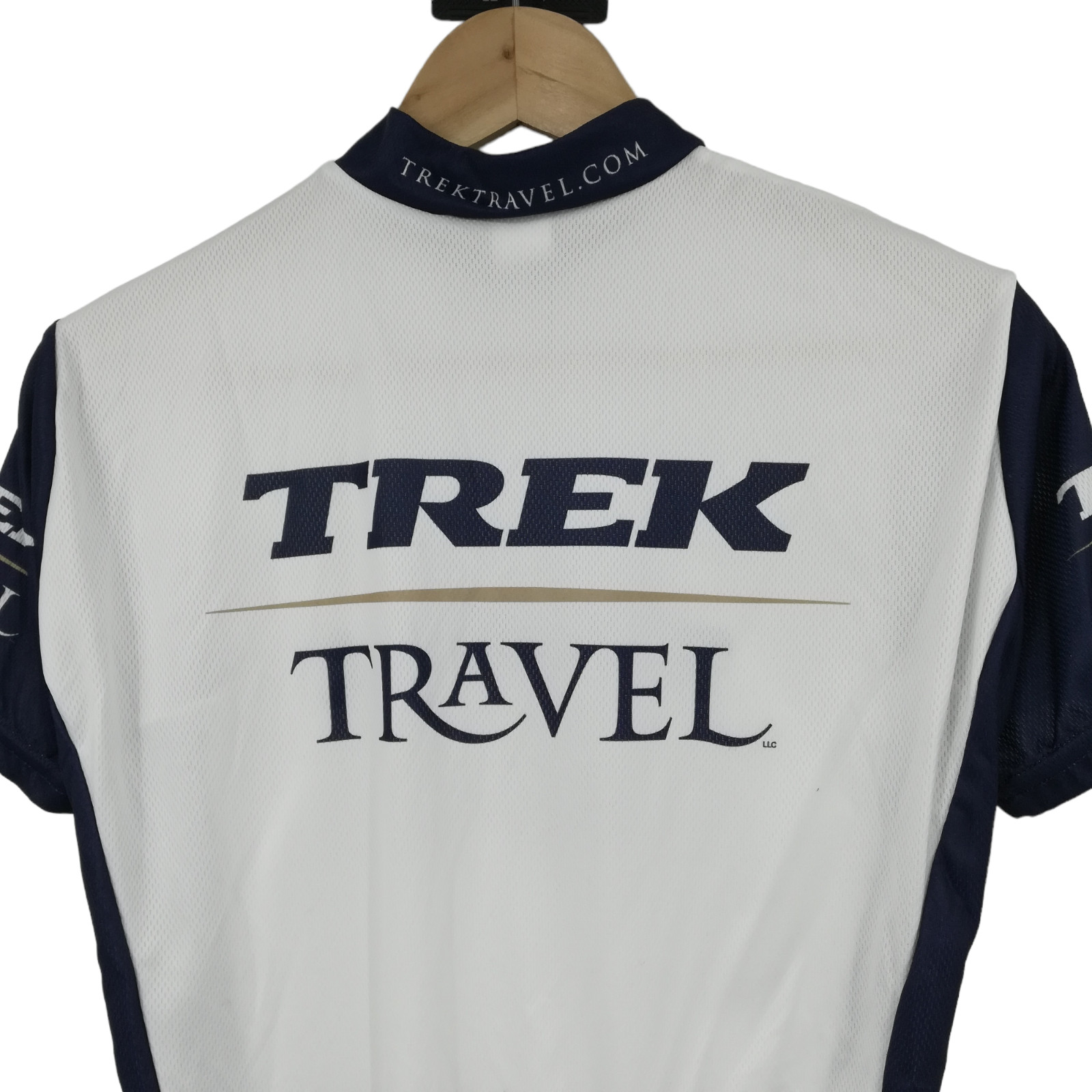 Trek Travel Short Sleeve Cycling Jersey Size S Womens 3/4 Zip White Race Set In